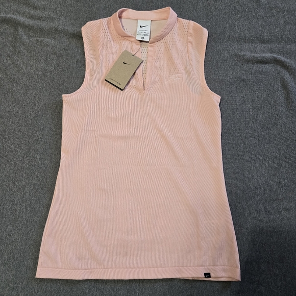 Nike Dri Fit ADV Womens Golf Polo NWT Size XS Sleeveless Peach Pink DH2449-800 - Picture 1 of 11